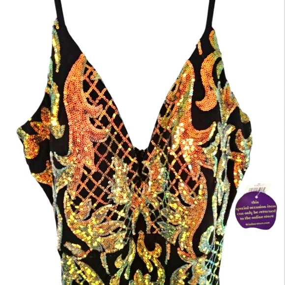 NWT - Windsor - Black Iridescent Sequin Maxi Scroll Dress - Size Medium - Picture 6 of 12